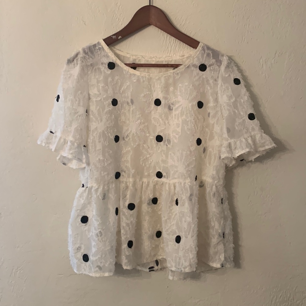 SHEIN peplum sheer blouse